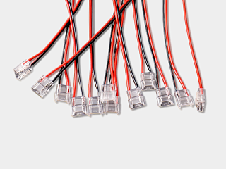 Пластиковый коннектор двусторонний для светодиодной ленты 10 мм, с проводом, CN-10MM-2P-BWB-SC