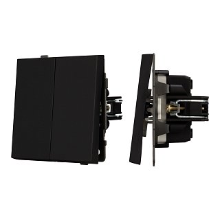 Механизм выключателя двухклавишный проходной SWT-TENDO-MKP2-SFPL-BK (230V, 10A) (Arlight, -)
