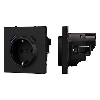 Механизм розетки с USB зарядкой SCT-NOBE-MUAC-SFPL-BK (230V, 16A) (Arlight, -)