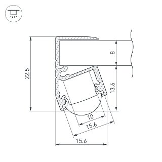 Профиль TOP-EDGE-08-2000 ANOD (K13, P15) (Arlight, Алюминий)