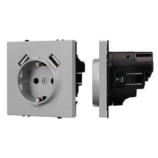 Механизм розетки с USB зарядкой SCT-NOBE-MUAA-SFPL-IS (230V, 16A)  (Arlight, Никель)