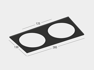 Рамка двойная  для серии COMBO 1 квадратная, черная, COMBO-1S2-BL
