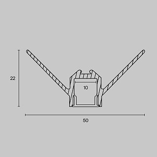 Алюминиевый профиль встраиваемый скрытого монтажа 50×22 (Серебро, 2 м), ALM-5022-S-2M