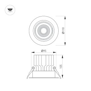 Светильник MS-VORTEX-BUILT-R110-20W Day4000 (WH-WH, 40 deg, 230V) (Arlight, IP20 Металл, 5 лет)