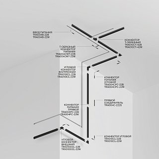 Шинопровод 3м Gravity встраиваемый черный