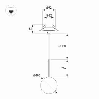 Светильник SP-BEADS-HANG-BUILT-T-R100-8W Warm3000 (BK, 180 deg, 230V) (Arlight, IP20 Металл, 5 лет)