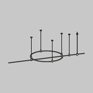 Готовая конструкция круглая + прямая двухуровневая на тросовых подвесах Hang без светильников и блока питания, черный