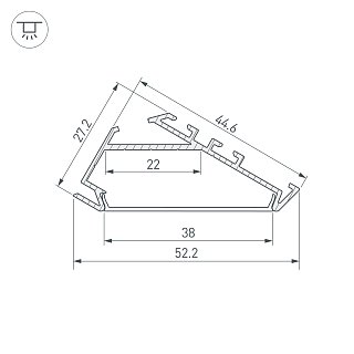 Профиль KLUS-P45.30-2000 ANOD (Arlight, Алюминий)