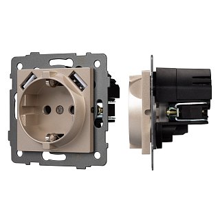 Механизм розетки с USB зарядкой SCT-MUAA-PL-GD-V (250V, 16A) (Arlight, -)