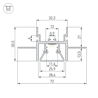 Профиль с экраном STRETCH-CEIL-CENTER-S-2000 (Arlight, Алюминий)