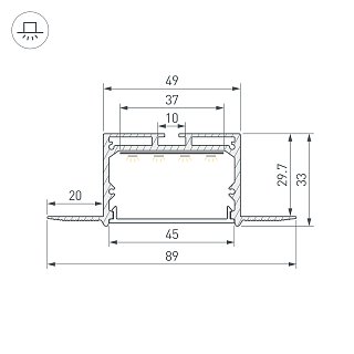 Профиль LINIA45-FANTOM-2000 ANOD (Arlight, Алюминий)