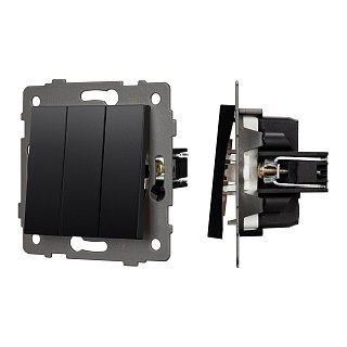 Механизм выключателя трехклавишный непроходной SWT-MK03-PL-BK-V (250V, 10A) (Arlight, -)