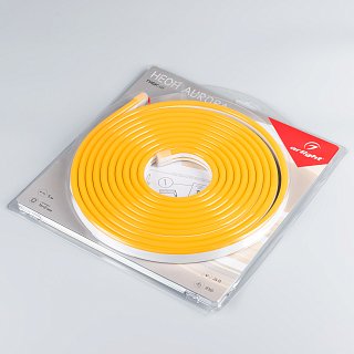Лента герметичная AURORA-PS-A120-16x8mm 24V Amber (10 W/m, IP65, 2835, 5m) (Arlight, Силикон)
