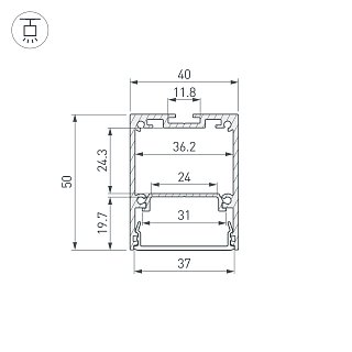 Профиль IP-LINE-4050-2000 ANOD (Arlight, Алюминий)