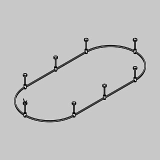 Готовая конструкция овальная 4,5 м на жестких подвесах Short H124мм без светильников и блока питания, платина