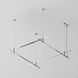 Готовая конструкция квадратная двухуровневая на тросовых подвесах Hang без светильников и блока питания, платина