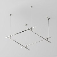 Готовая конструкция квадратная двухуровневая на тросовых подвесах Hang без светильников и блока питания, платина