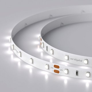Светодиодная лента RT 2-5000 24V White6000 (3528, 300 LED, LUX) (Arlight, 4.8 Вт/м, IP20)