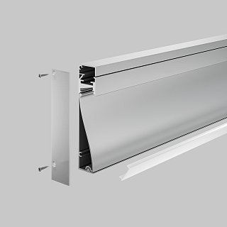 Алюминиевый профиль плинтус 80×18 (Серебро, 2 м), ALM-8018-S-2M