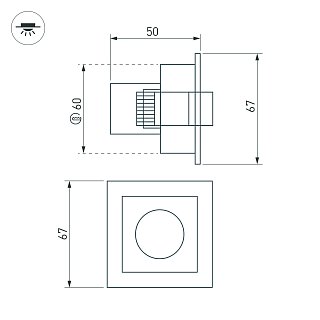 Светильник MS-ORIENT-BUILT-TURN-TC-S67x67-3W Warm3000 (WH-BK, 30 deg, 230V) (Arlight, IP20 Металл, 5 лет)