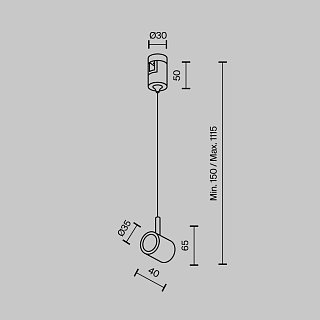 Коннектор с тросовым подвесом Tau в шинопровод Flarity черный