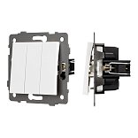 Механизм выключателя трехклавишный непроходной SWT-MK03-PL-WH-V (250V, 10A) (Arlight, -)