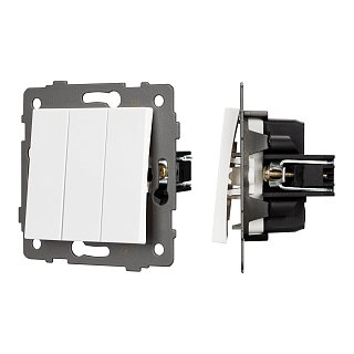 Механизм выключателя трехклавишный непроходной SWT-MK03-PL-WH-V (250V, 10A) (Arlight, -)