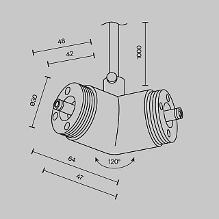 Угловой коннектор 120° для системы Shelf с вводом питания