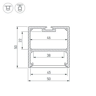 Профиль SL-LINE-5050-2000 ANOD (Arlight, Алюминий)
