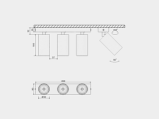 Крепление сменное М13 для светильников MINI VILLY, поворотное накладное тройное, цвет Белый, MINI-VL-M13-WH