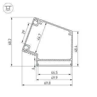 Профиль BOX73-A30-2000 ANOD (Arlight, Алюминий)
