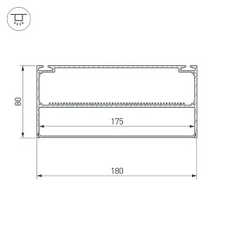Профиль с экраном ARH-POWER-W180-2000 ANOD (Arlight, Алюминий)