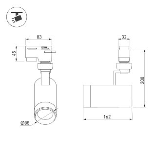 Светильник LGD-ZEUS-4TR-R88-20W Warm (BK, 20-60 deg) (Arlight, IP20 Металл, 3 года)