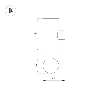 Светильник LGD-RAY-WALL-TWIN-R46-2x3W Warm3000 (GR, 24 deg, 230V) (Arlight, IP65 Металл, 3 года)