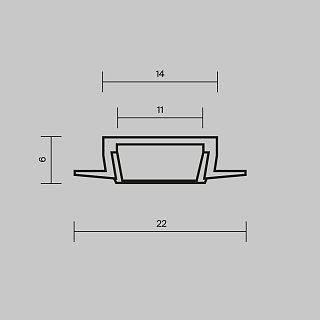 Алюминиевый профиль встраиваемый с накладным фланцем 22x6 (Черный, 2 м), ALM-004-B-2M 632010