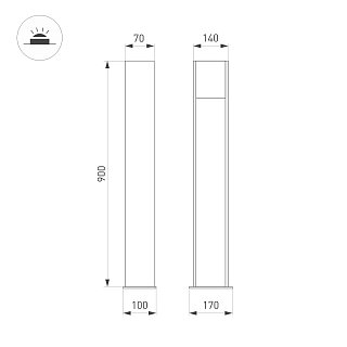 Светильник LGD-SEKVOYA-BOLL-H900-11W Warm3000 (BK, 120 deg, 230V) (Arlight, IP65 Металл, 3 года)