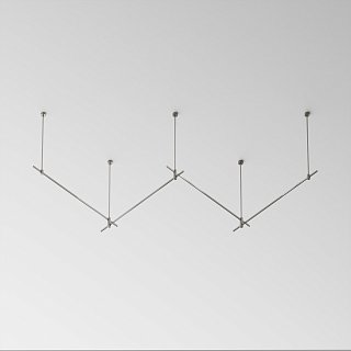 Готовая конструкция прямая 4м двухуровневая на жестких подвесах Long H804 мм без светильников и блока питания, платина