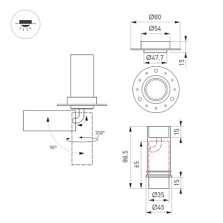 Светильник SP-NUANCE-TRIMLESS-PULL-R35-7W Warm3000 (WH, 36 deg, 230V) (Arlight, IP40 Металл, 5 лет)