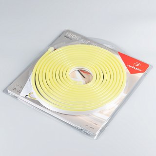 Лента герметичная AURORA-PS-A120-16x8mm 24V Lemon (10 W/m, IP65, 2835, 5m) (Arlight, Силикон)