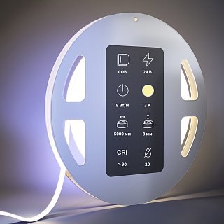 Светодиодная лента Ultra 24В COB 8Вт/м 3000К 5м IP 20 201071