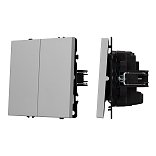 Механизм выключателя двухклавишный перекрёстный SWT-NOBE-MKX2-SFPL-IS (230V, 10A) (Arlight, Никель)