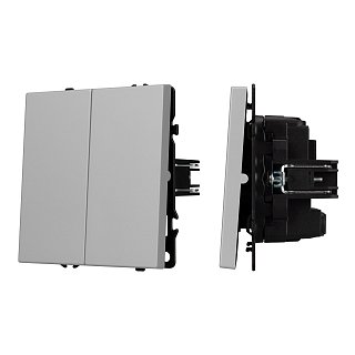 Механизм выключателя двухклавишный перекрёстный SWT-NOBE-MKX2-SFPL-IS (230V, 10A) (Arlight, Никель)