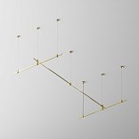 Готовая конструкция прямая 2м х 1м двухуровневая на тросовых подвесах Hang без светильников и блока питания, латунь