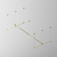 Готовая конструкция прямая 2м х 1м двухуровневая на тросовых подвесах Hang без светильников и блока питания, латунь