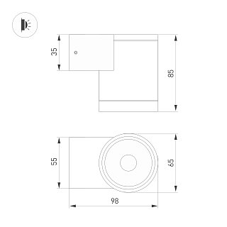 Светильник LGD-RAY-WALL-R65-9W Warm3000 (GR, 23 deg, 230V) (Arlight, IP65 Металл, 3 года)