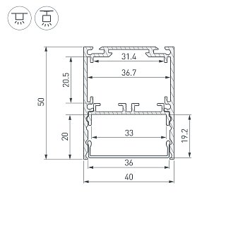 Профиль SL-LINE-4050-3L-2000 ANOD BLACK (Arlight, Алюминий)