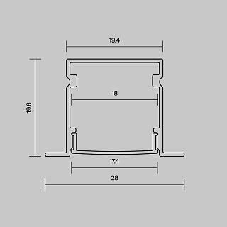 Алюминиевый профиль встраиваемый с накладным фланцем 27x20 (Серебро, 2 м), ALM-2720-S-2M 632017