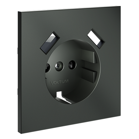 Накладка для розетки с заземлением и защитными шторками, с USB A+A, S70 (титан)