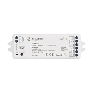 INTELLIGENT ARLIGHT Диммер SMART-PWM-102-72-SH-PD-SUF (12-36V, 2x5A, TUYA BLE, 2.4G) (IARL, IP20 Пластик, 5 лет)