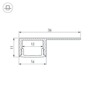 Профиль ARH-DECORE-S12-LINE-EDGE-2000 ANOD (Arlight, Алюминий)